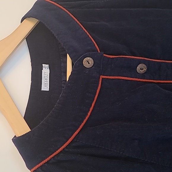 Retro Navy Corduroy A-Line Dress sz M - Picture 2 of 7